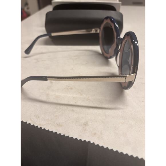 Linda Farrow X Markus Lepfer Round Navy Blue Pink Mirrored ML11 Sunglasses - Picture 5 of 11